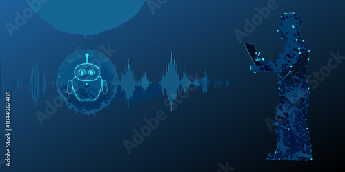 Artificial intelligence communication a human interacting with a robotic interface