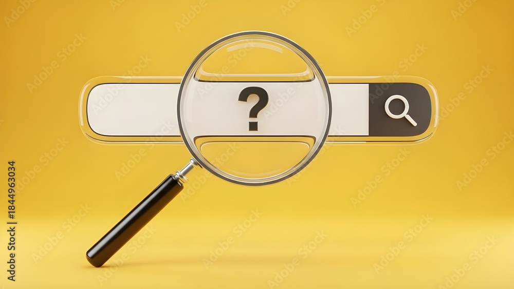 Obraz premium Hand searching 'What's the next step?' in search bar with magnifying glass on yellow background