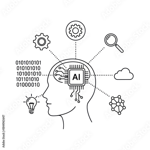 Artificial Intelligence Concept with Human Head.