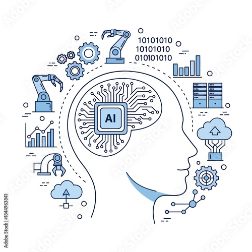 Artificial Intelligence Concept with Human Head.