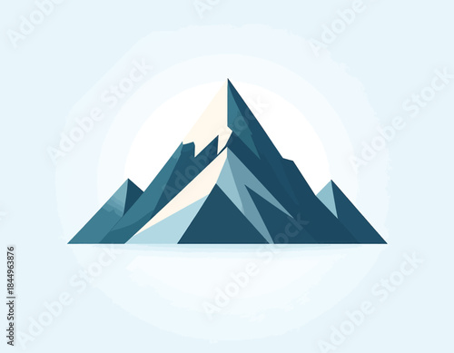 Geometric Mountain Peak Summit Landscape Illustration.