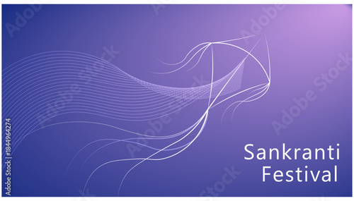 Sankranti Festival Abstract Kite Design Flowing Lines Purple Vector