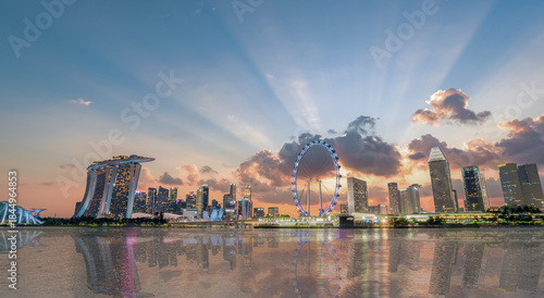The most beautiful Viewpoint marina bay, Asia business concept image, panoramic modern cityscape building in Singapore.