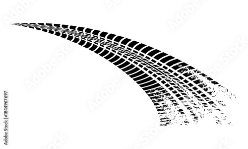 Curved Black Tire Mark Isolated on Transparent Background – Grunge Skid Track PNG