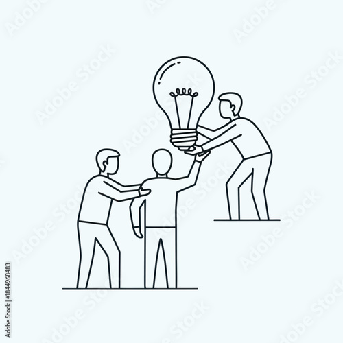 Three Men Working Together on Idea.