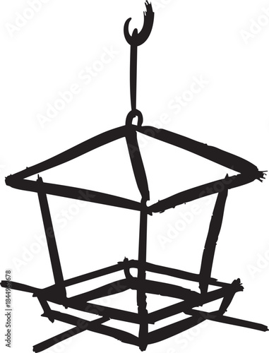 Hanging square bird feeder with hook sketch