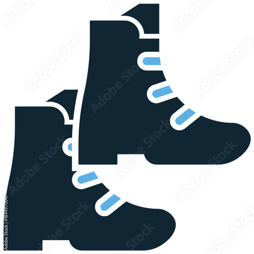 Boots icon vector for footwear retail and outdoor gear. Symbolizes durability, protection, and rugged style. Ideal for hiking or winter fashion concepts.