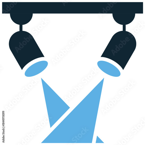 Spotlight icon vector for stage performance and cinema themes. Symbolizes focus, fame, and bright illumination. Ideal for entertainment or event graphics.