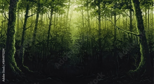 Wallpaper Mural Lush forest landscape with filtered sunlight and ethereal atmosphere serene natural setting Torontodigital.ca