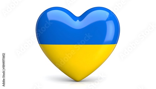 Free Download A glossy, heart-shaped object rendered in bright blue and yellow. The top half is blue, transitioning to yellow below, with a shadow - GFXLoad