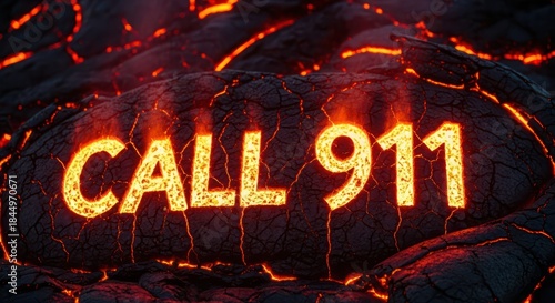 Wallpaper Mural Urgent Lava Emergency: Fiery Call for 911 - A Volcanic Distress Beacon for Help Torontodigital.ca