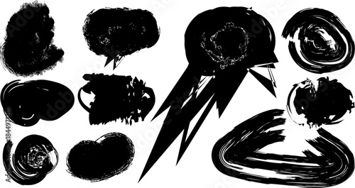 set of hand drawn vector ink splashes