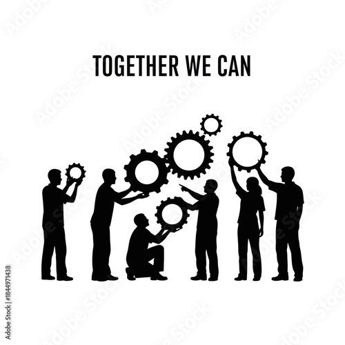 Group of People Assembling Gears Together.