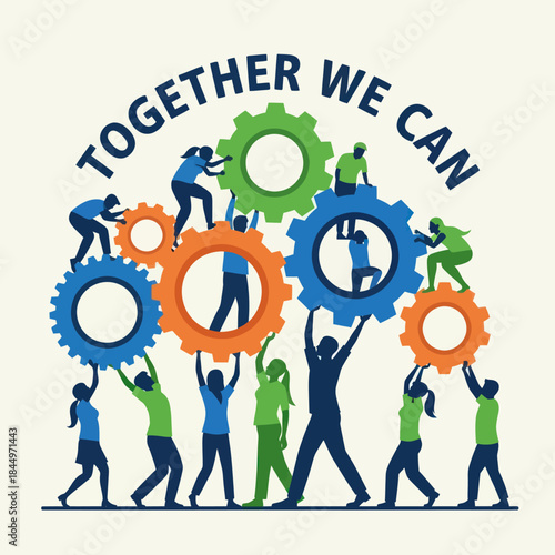 Teamwork and Collaboration with Gears Concept.