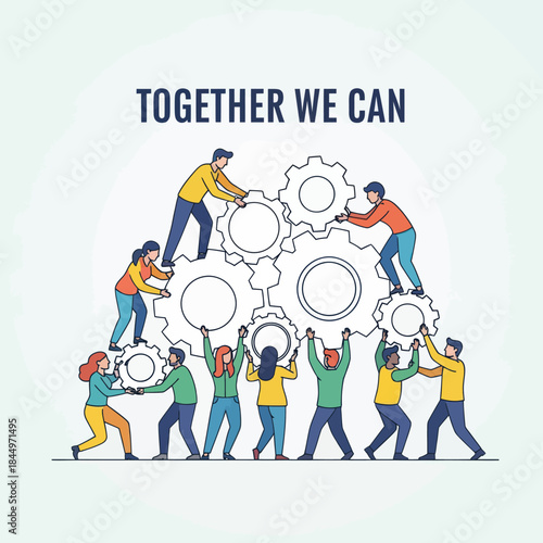 Teamwork and Collaboration Illustrated with Gears.