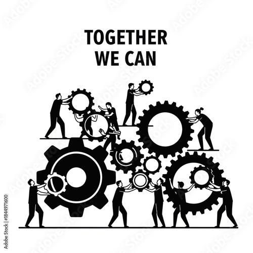 Group of People Working Together Gears.