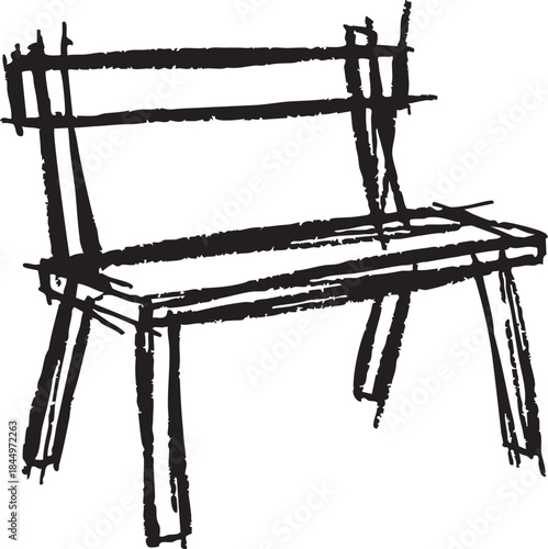 Rustic wooden bench sketch with angled legs