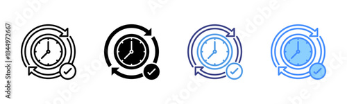 On Time icon set multiple style collection