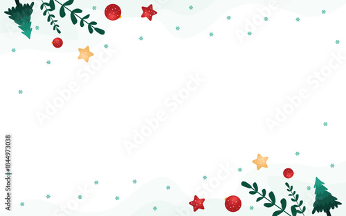 Festive Christmas Frame with Stars and Ornaments Background