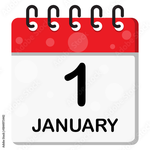 Calendar Page Showing January 1st