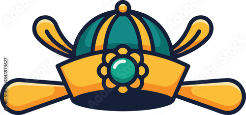 Chinese official hat during qing dynasty suitable for historical designs and cultural references in educational materials, presentations, and publications.