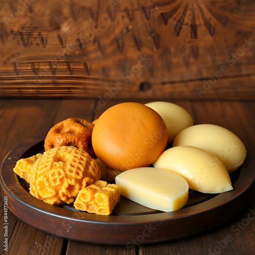 Sweets on wooding table,sri lanka traditional food,kaum,kokis