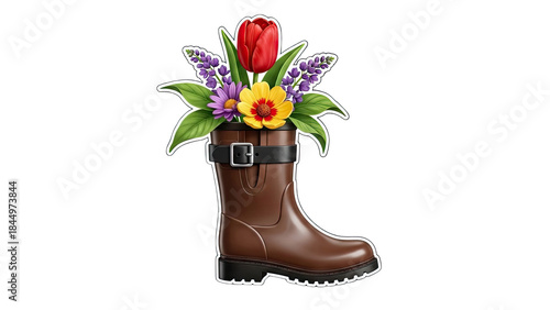 Flowers in a Boot: Springtime Arrangement