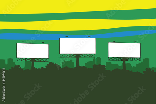 Advertise your message on vibrant billboards overlooking the city skyline, perfect for promoting your brand and reaching a wide audience with creative ads