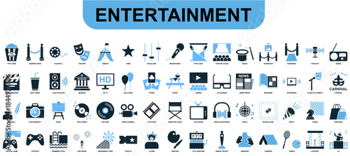 icon 9286.epsSet Entertainment Icon Vector Ideal for media interfaces, leisure apps, and arts promotion graphics. Symbolizes fun, culture, performance, and digital media.