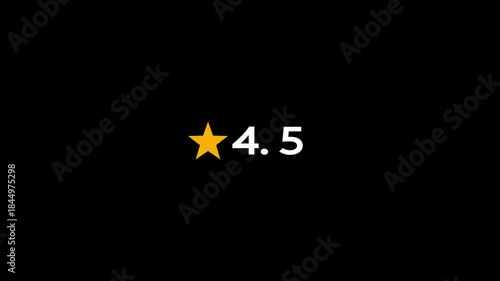 Premium Star Rating Animation with Customer Feedback and Review Score. 4.5 Star rating star animation. customer feedback on 4.5-star rating and review details. product certification.