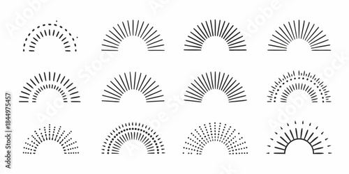 Abstract arch designs a set of radiating lines forming curved structures