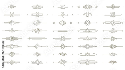 Art deco geometric line dividers and horizontal ornamental separators