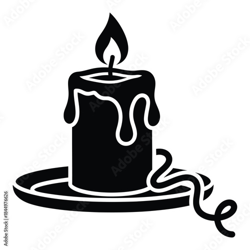 burning candle with melting wax