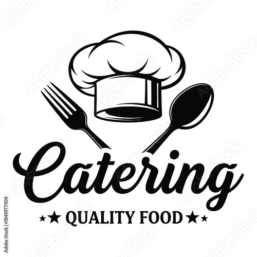 Catering service logo with chef hat and utensils