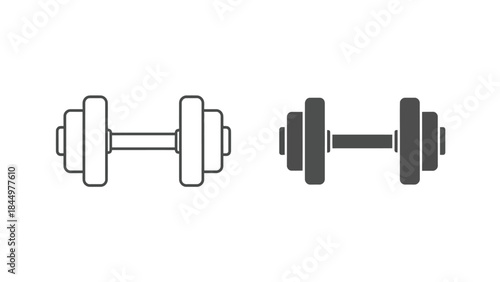 Dumbbell icons in outline and solid styles representing fitness