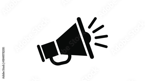 Black and white megaphone icon representing announcements