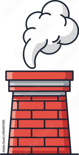 Chimney with smoke, a symbol of industry and pollution, environmental concerns, factory emissions, clean air debate