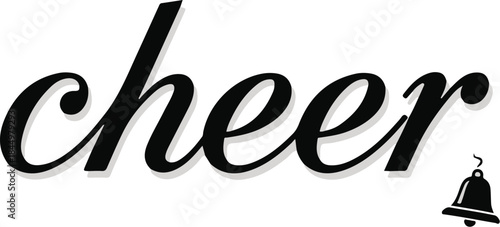 Capture the heartwarming essence of Christmas with this elegant 'cheer' typography, accentuated by a delicate festive bell, perfect for holiday designs and merriment