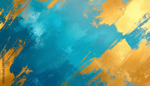 金色 筆 和風 青背景 背景素材画像