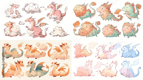 Cute watercolor animal illustration set with soft pastel colors and playful shapes ideal for nursery art kids design storybooks stickers and friendly character collections.