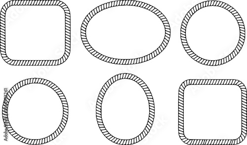 Six Rope Borders Circles, Ovals, and Rounded Squares