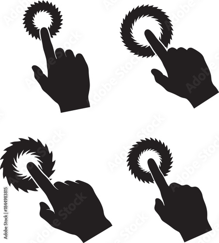 Four hand finger touch screen interaction silhouette