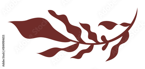 Minimal Burgundy Folk Leaf Curve