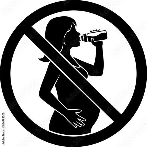 Pregnant woman drinking alcohol prohibited symbol pregnant.