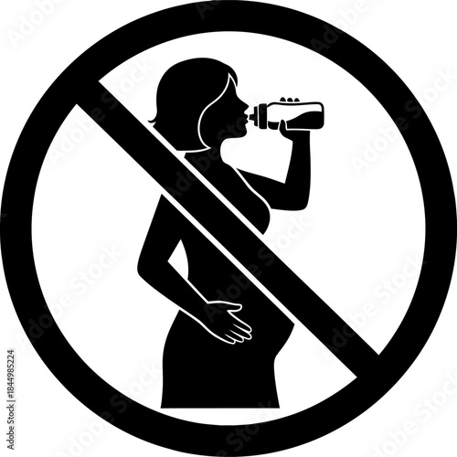 Pregnant Woman Drinking from Bottle Prohibited Sign pregnant.