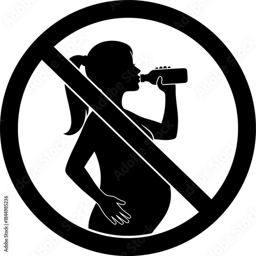 Pregnant Woman Prohibited from Drinking Alcohol Sign pregnant.
