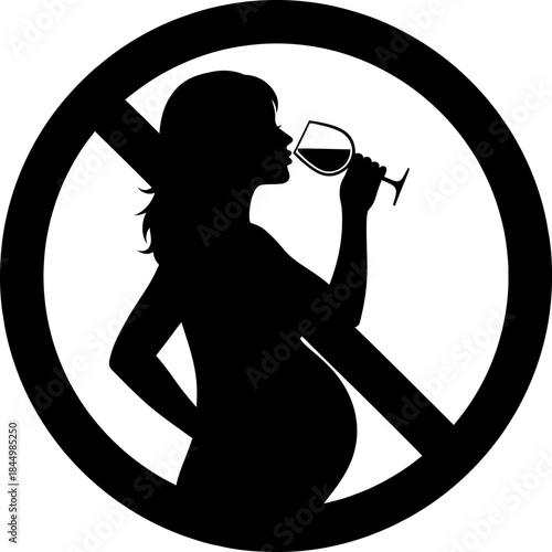 Pregnant woman not drinking alcohol prohibition sign pregnant.