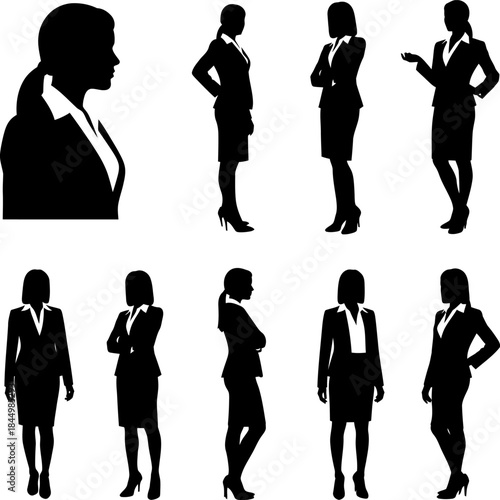 businesswoman silhouettes set pregnant.