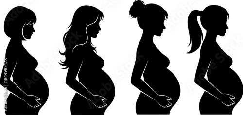 Pregnant Women Silhouettes Expecting Mother Profiles pregnant.
