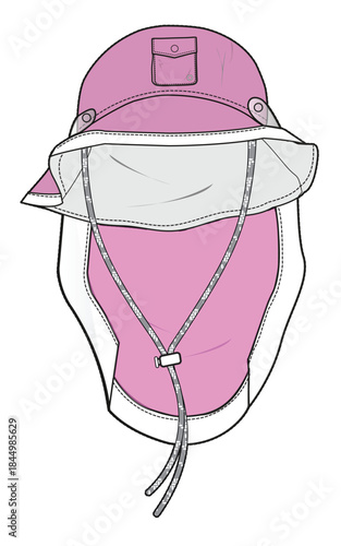 Boonie hats mockup template vector design technical illustration.